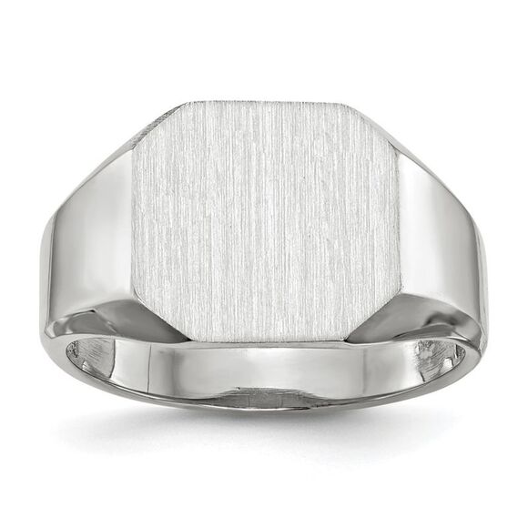 Kazi Luxury 14k White Gold 11.0x11.0mm Open Back Signet Ring